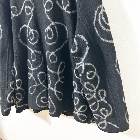 Vintage Carole Little Boiled Wool Cardigan Jacket Black- Yellow Blue White Swirl - Picture 10 of 16